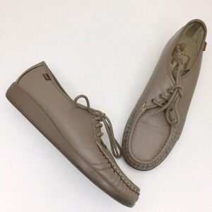 SAS Shoes Siesta Womens 9.5 N Mocha Leather Comfort Lace Up Oxford Shoe Moccasin